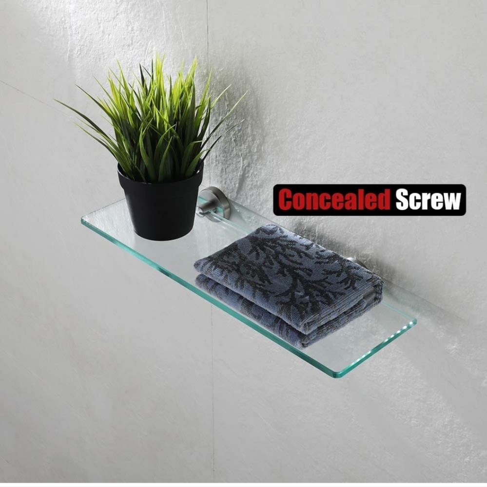 JQK Bathroom Glass Shelf, Tempered Glass Shower Storage